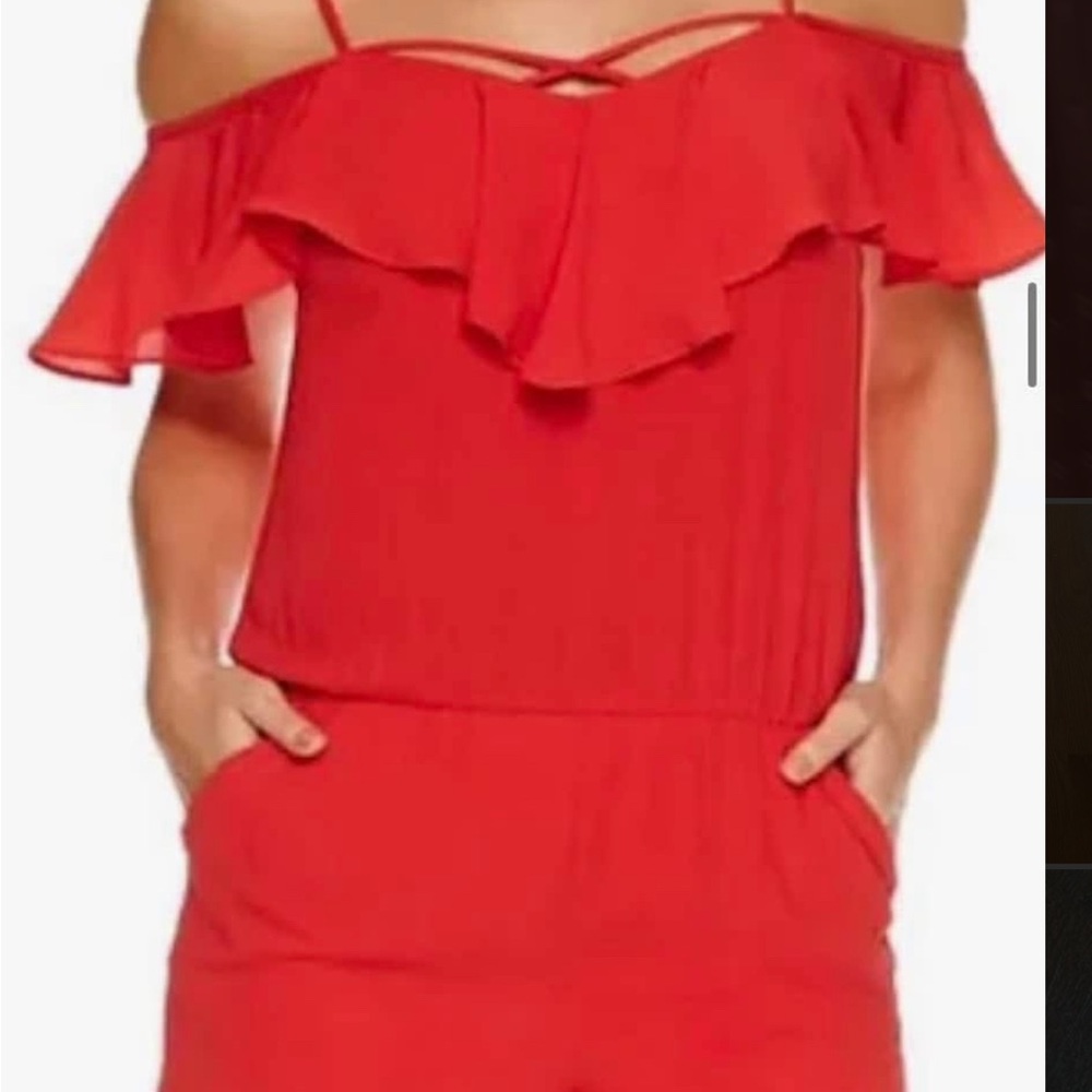 Bright Red Ruffled Romper